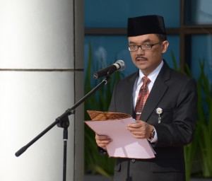 Kepala Perwakilan BPK Provinsi Maluku, Bapak Novian Herodwijanto sebagai Inspektur Upacara membacakan Sambutan Menteri Pemuda dan Olahraga